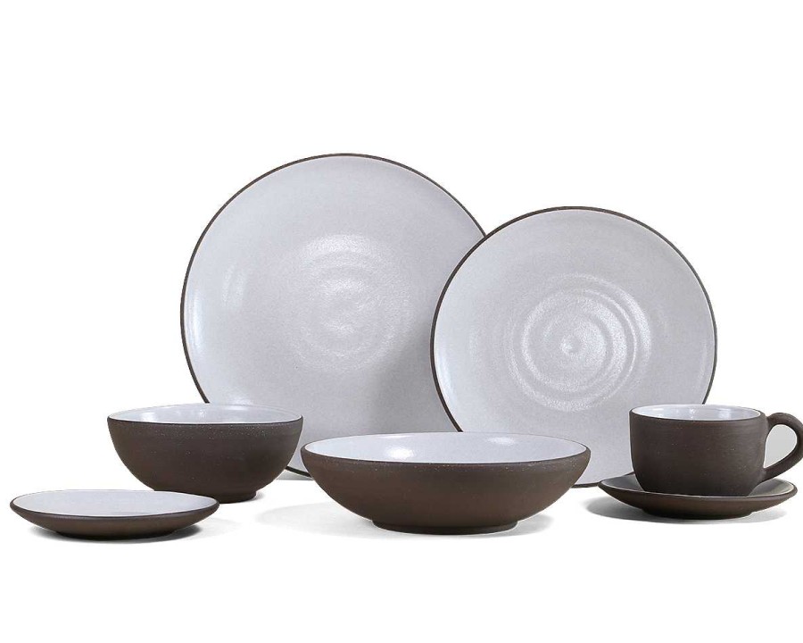 Place Settings Jono Pandolfi | Coupe 7-Piece Place Setting Dark Brown / White