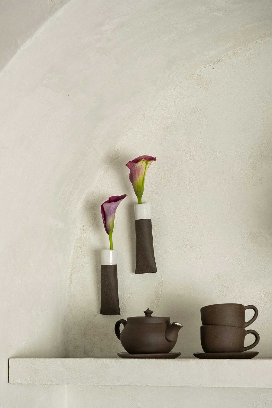 Home Accessories Jono Pandolfi | Wall Bud Vase Dark Brown / White